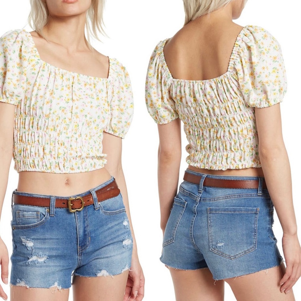 [Elodie] Square Neck Smocked Top